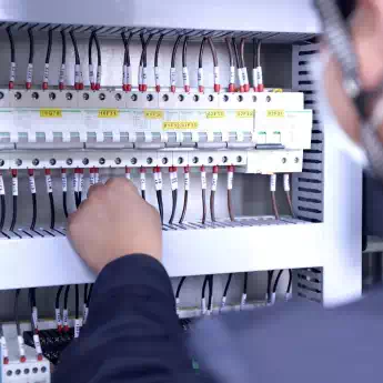 The electrical team assembles an average of 45 electrical control cabinets every day.